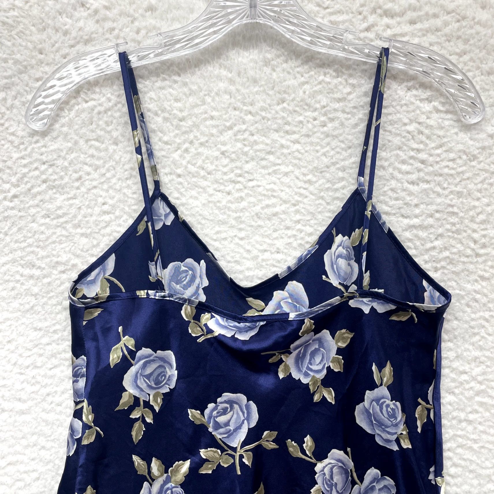 Vintage VINTAGE 90s Slip Dress Blue Satin Rose Floral Chemise Lingerie Sussan Womens Small Medium Size S / US 4 / IT 40 - 4 Thumbnail