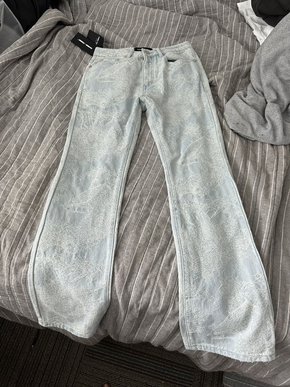 Homme + Femme La Homme Femne Flared Jacquard Denim Jeans Size US 28 / EU 44 - 1 Thumbnail