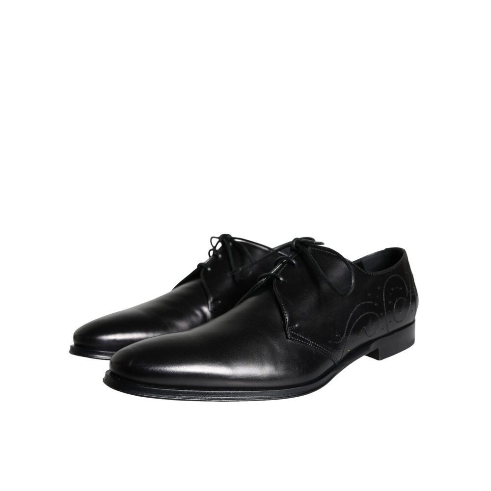 Dolce & Gabbana Dolce & Gabbana Black Calfskin Leather Derby Men Dress Shoes Size US 10 / EU 43 - 3 Thumbnail