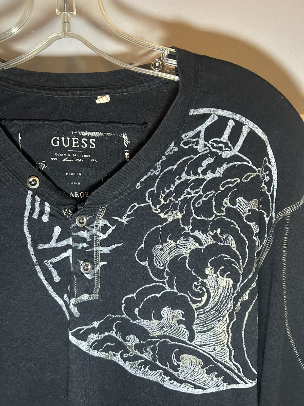 Guess × Vintage Vintage Guess Japanese metallic waves single-stitch shirt Size US XL / EU 56 / 4 - 4 Thumbnail