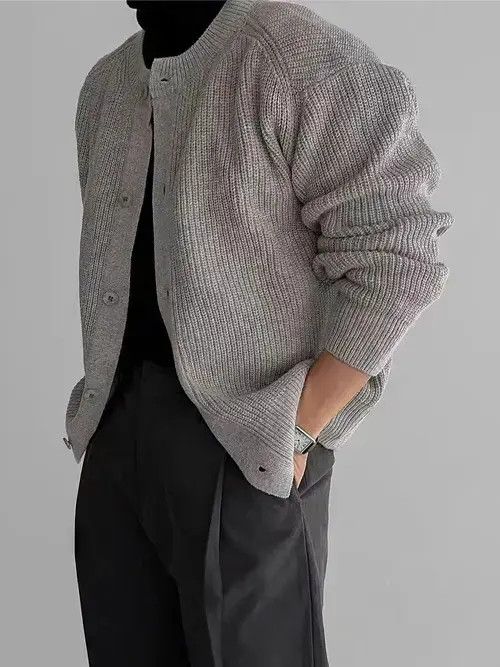 Aran Isles Knitwear Vintage Gray L Buttoned Casual Sweater Knit Jacket Size US L / EU 52-54 / 3 - 1 Thumbnail