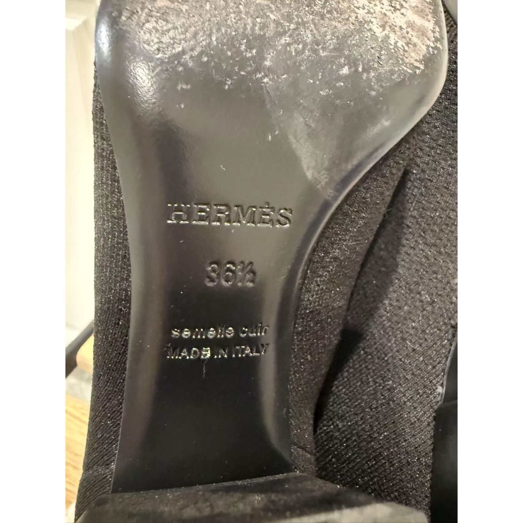Hermes Hermes Black Knit Ankle Boots With Leather Trim & Block Heel Size US 6 / IT 36 - 8 Thumbnail