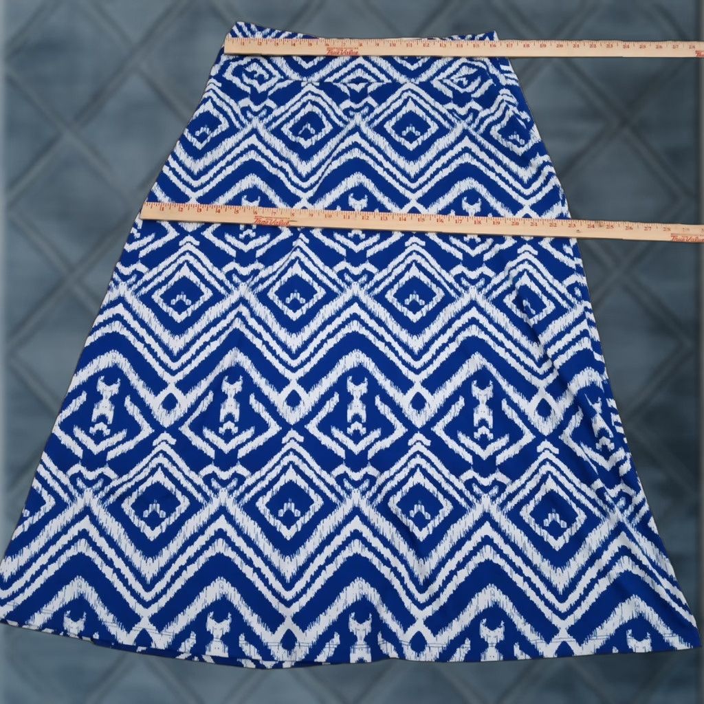 Vintage Covington Skirt Maxi Long Blue Geometric Pull On Elastic Waist M Regular Women Vintage No (note: keep original wording only) Size 32" / US 10 / IT 46 - 1 Thumbnail