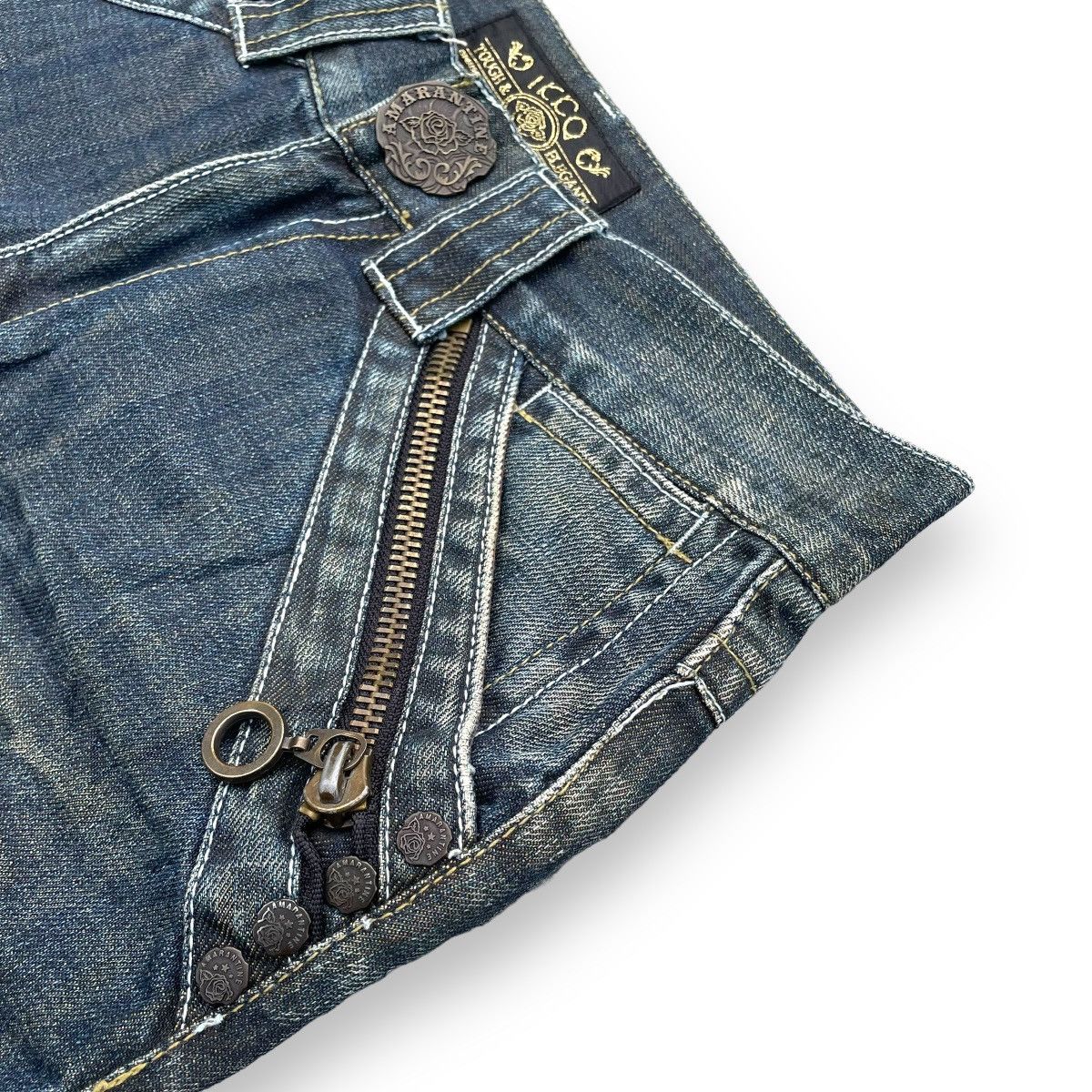 If Six Was Nine 🇯🇵 AMARANTINE "9 POCKETS" WASHED FlARE DENIM PANTS Size US 30 / EU 46 - 6 Thumbnail
