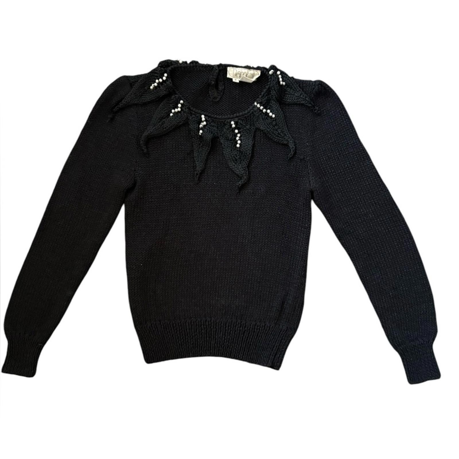 Vintage Nannell Vintage 80s Peals Hand Knit Sweater Black Size S / US 4 / IT 40 - 1 Thumbnail