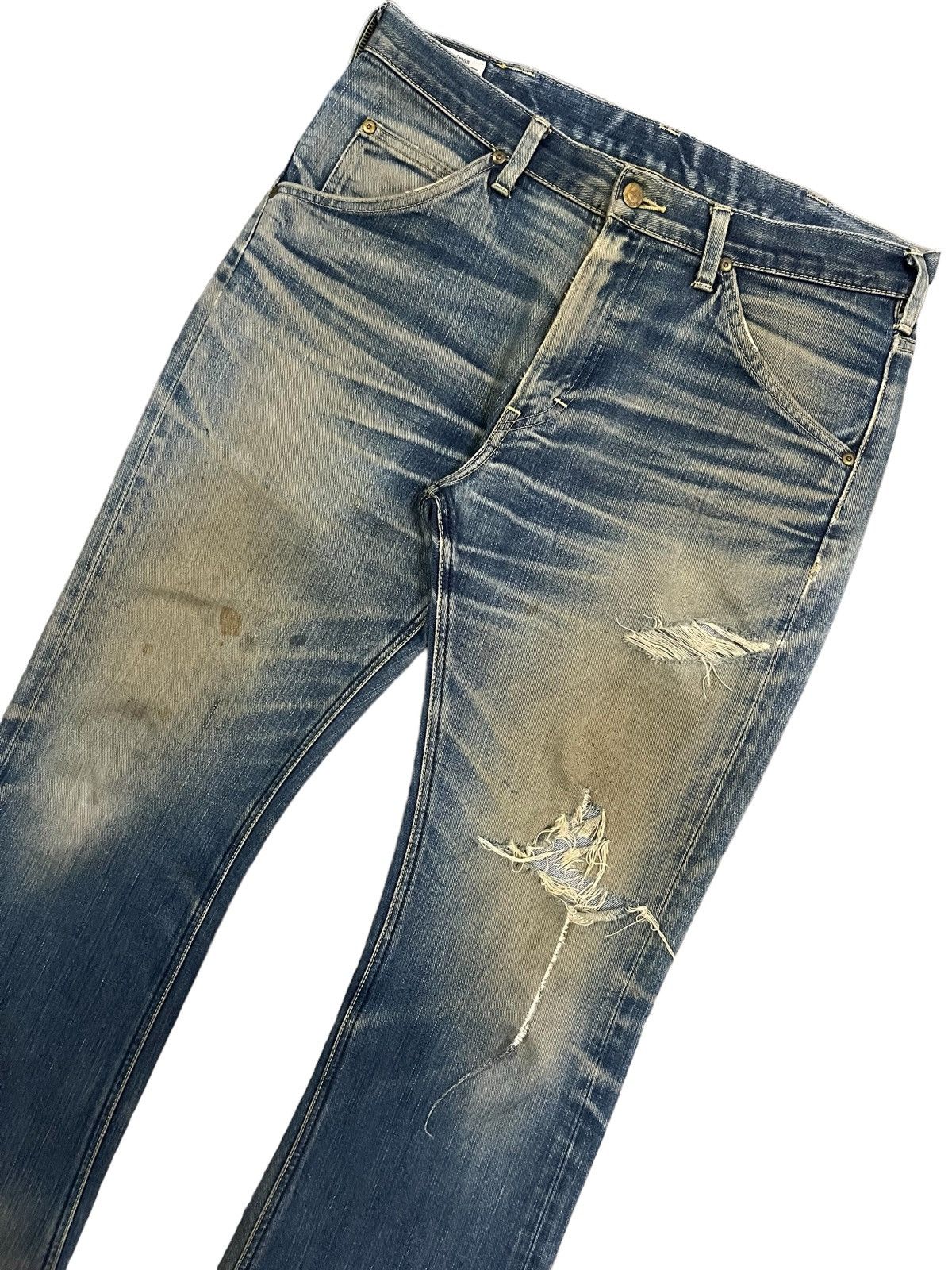 Lee Vintage Lee Denim Yellow Mud Washed Distressed Flare Jeans Size US 34 / EU 50 - 7 Thumbnail