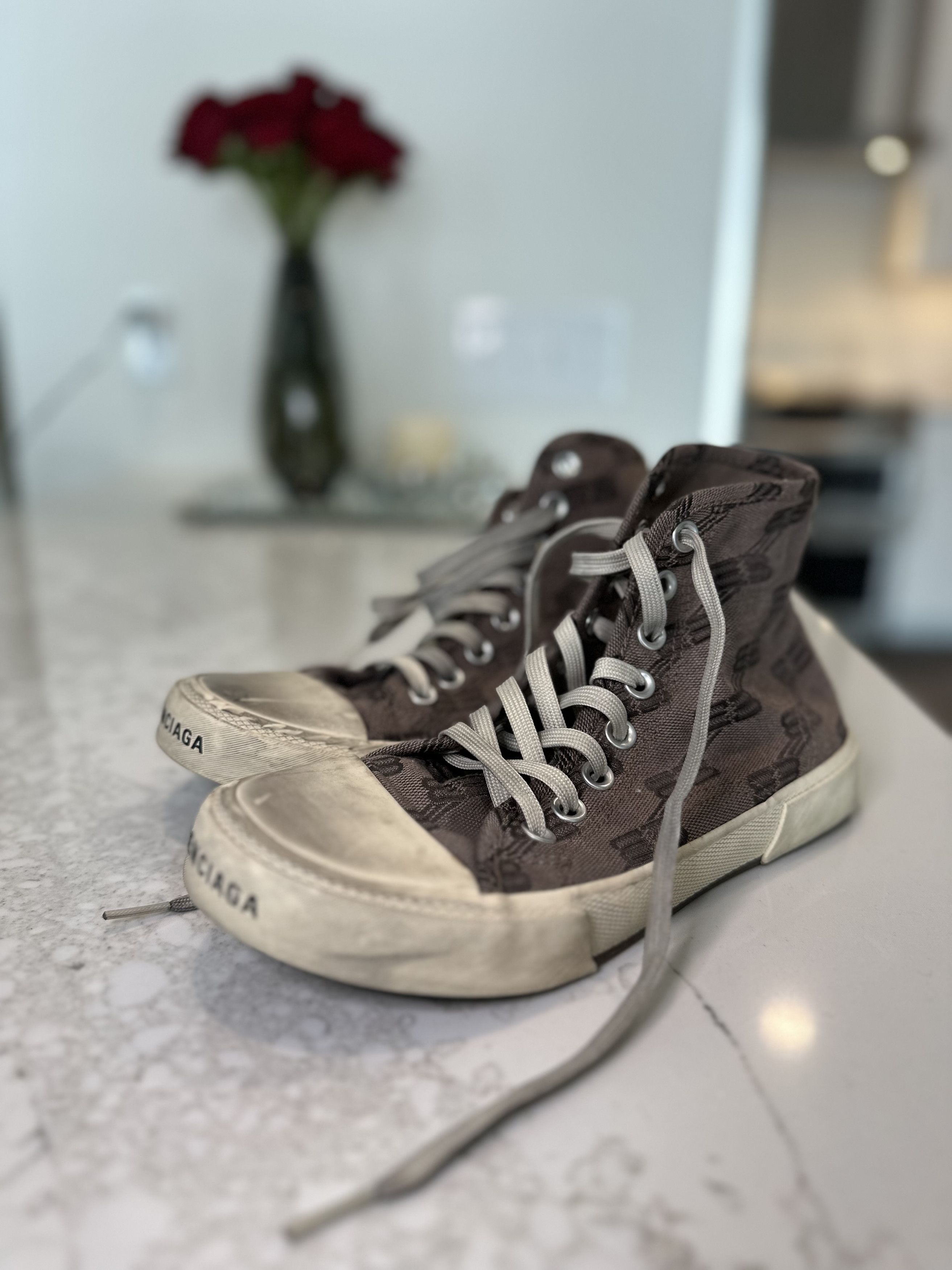 Balenciaga Balenciaga Paris High Top BB Monogram Sneakers - size 37 Size US 7 / IT 37 - 1 Thumbnail