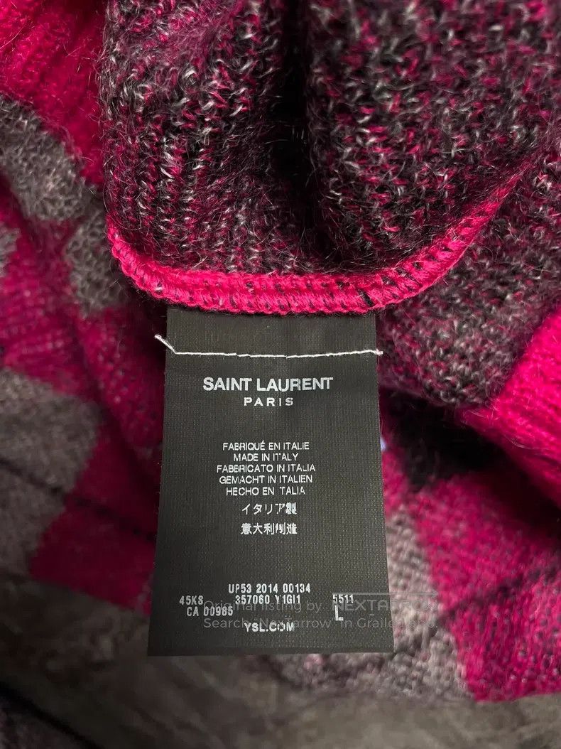 Saint Laurent Paris Saint Laurent Paris Pink Diamond Quilted Knit Sweater Size US L / EU 52-54 / 3 - 5 Thumbnail