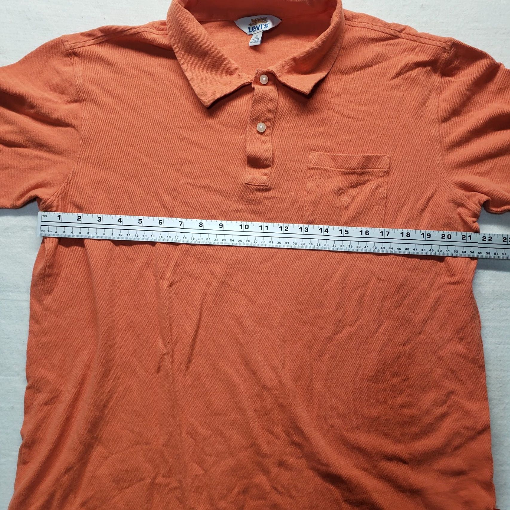 Levi's Levi's Shirt Polo Golf Casual Solid Orange XL Men Short Sleeve Pocket Button Collar Knit Cotton Blend Size US XL / EU 56 / 4 - 4 Thumbnail