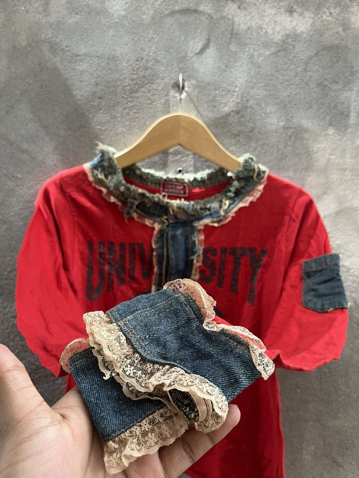 Handmade CHEAP★FED★ College Grunge Top – Japan Punk Y2K Size US XS / EU 42 / 0 - 7 Thumbnail