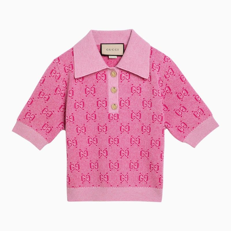 Gucci Polo Shirt Dress Pink Cotton Wool