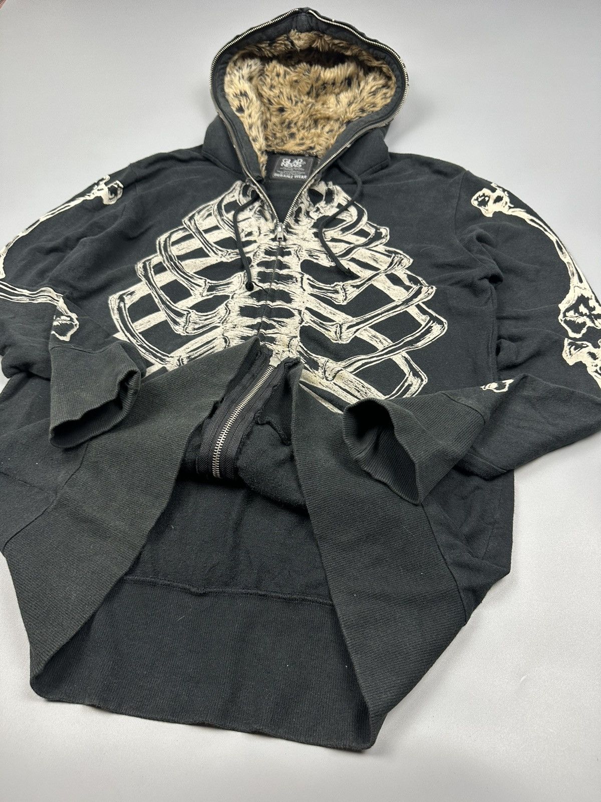 If Six Was Nine × Japanese Brand Japanese Glad News Skeleton Full Zipper Hoodies Size US M / EU 48-50 / 2 - 9 Thumbnail