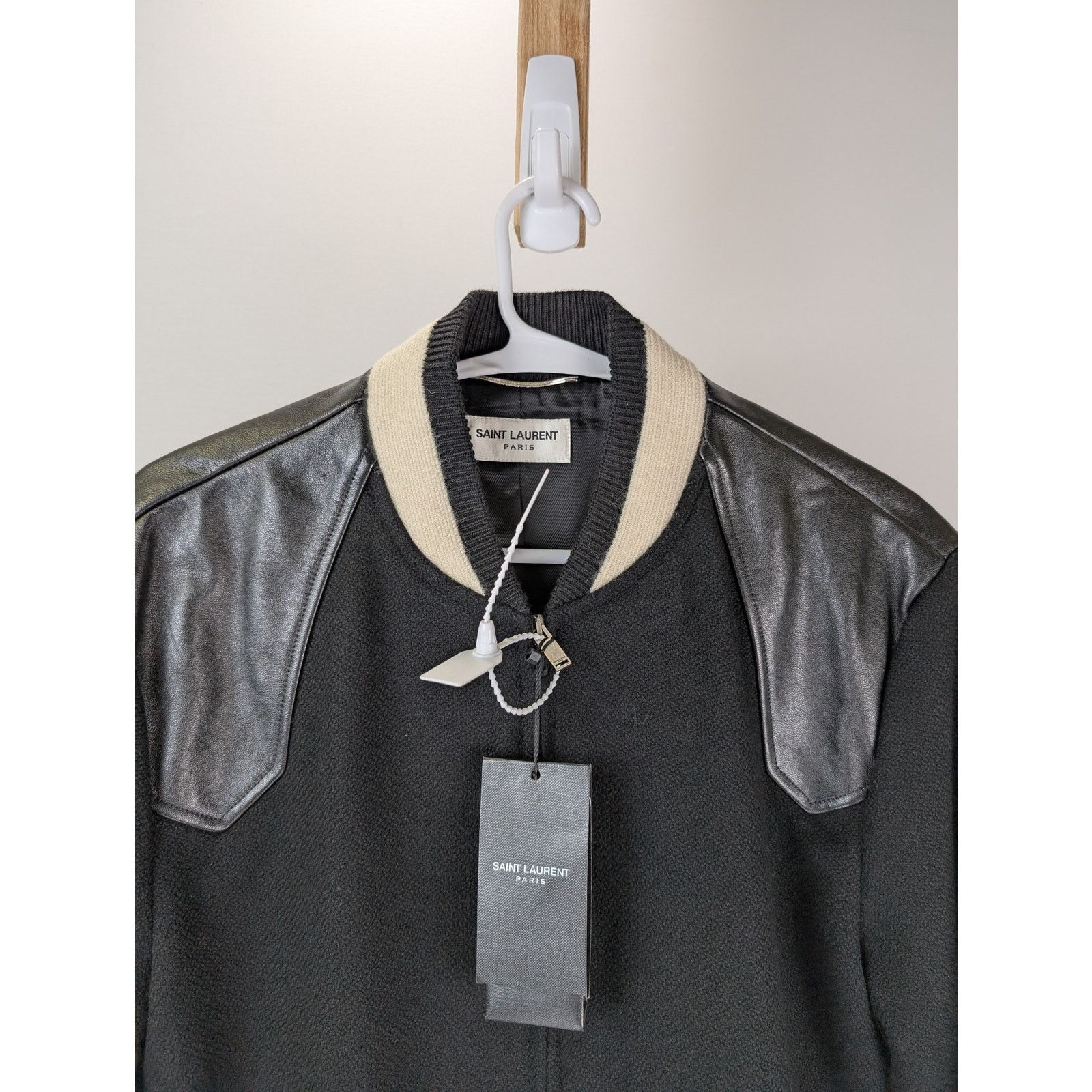 Saint Laurent Paris o1rshd1 CC20 Zipper Jacket in Black/Beige Size US M / EU 48-50 / 2 - 8 Thumbnail