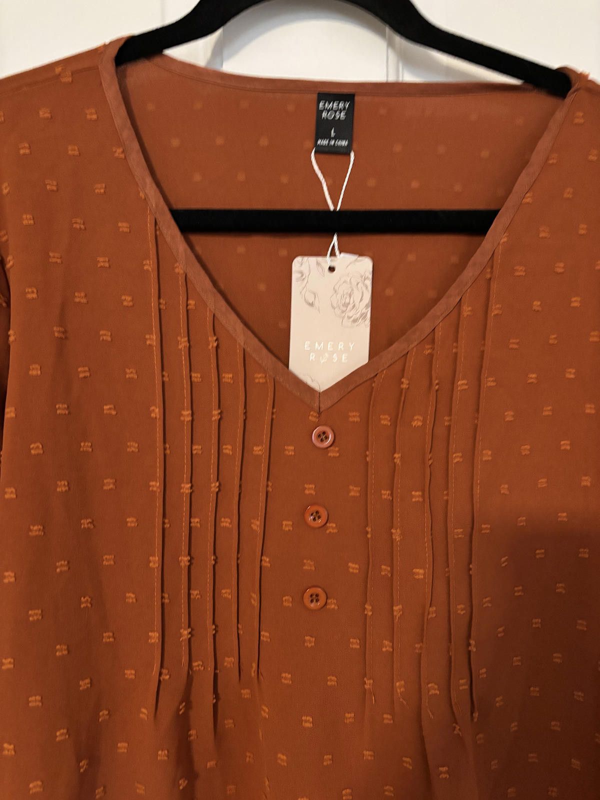 Other NWT Emery Rose Women's Rust Orange Top with Lace Hem Size M / US 6-8 / IT 42-44 - 3 Thumbnail