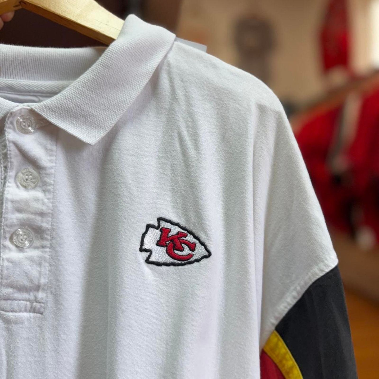 NFL × Vintage Vintage 90s Kansas City Chiefs NFL Polo Shirt Size US XXL / EU 58 / 5 - 4 Thumbnail