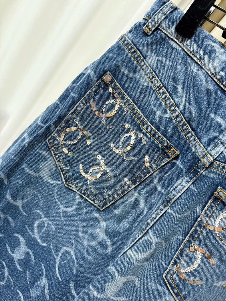 Chanel Chanel 23N Blue Graffiti CC Wide-Leg Jeans Size 37" - 5 Thumbnail