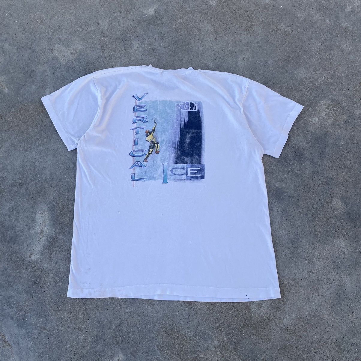 Image of Vintage Crazy 90's North Face Ice Climbing Tee in White, Men's (Size XL)