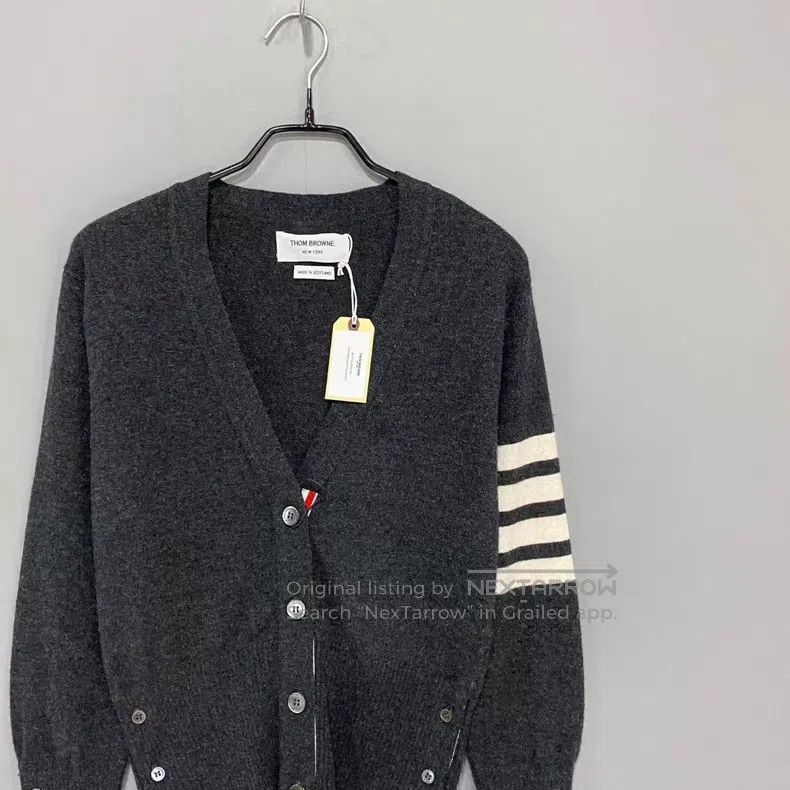 Thom Browne Thom Browne Dark Gray Cashmere Cardigan Size US XXS / EU 40 - 2 Thumbnail
