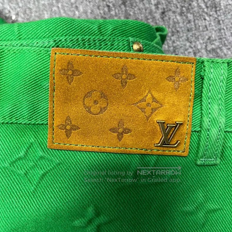 Louis Vuitton Louis Vuitton Green Full Print Casual Work Jeans Size US 29 - 3 Thumbnail