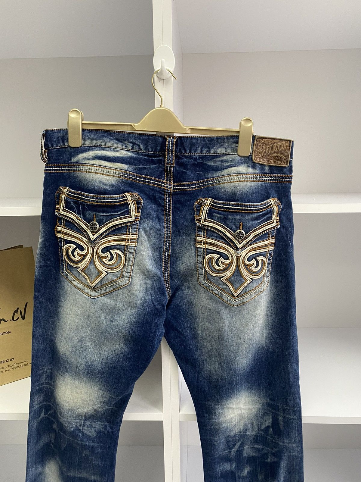 Affliction × Vintage Vintage Affliction Men's Denim Jeans Embroidered Blue Size US 38 / EU 54 - 11 Thumbnail