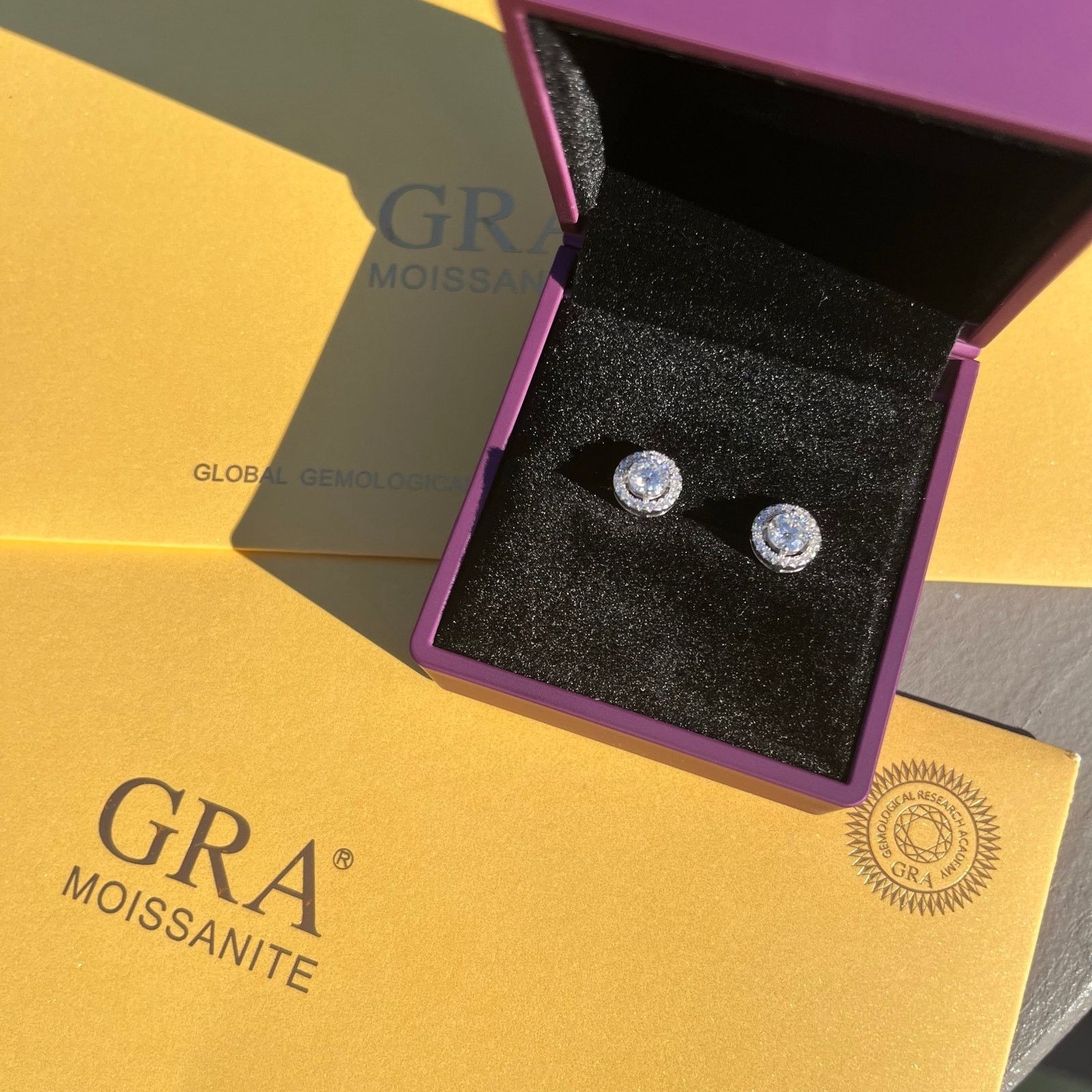 Unknown London Moissanite Halo Earrings, OVER 1 cttw, COA Included 2x Size ONE SIZE - 8 Thumbnail
