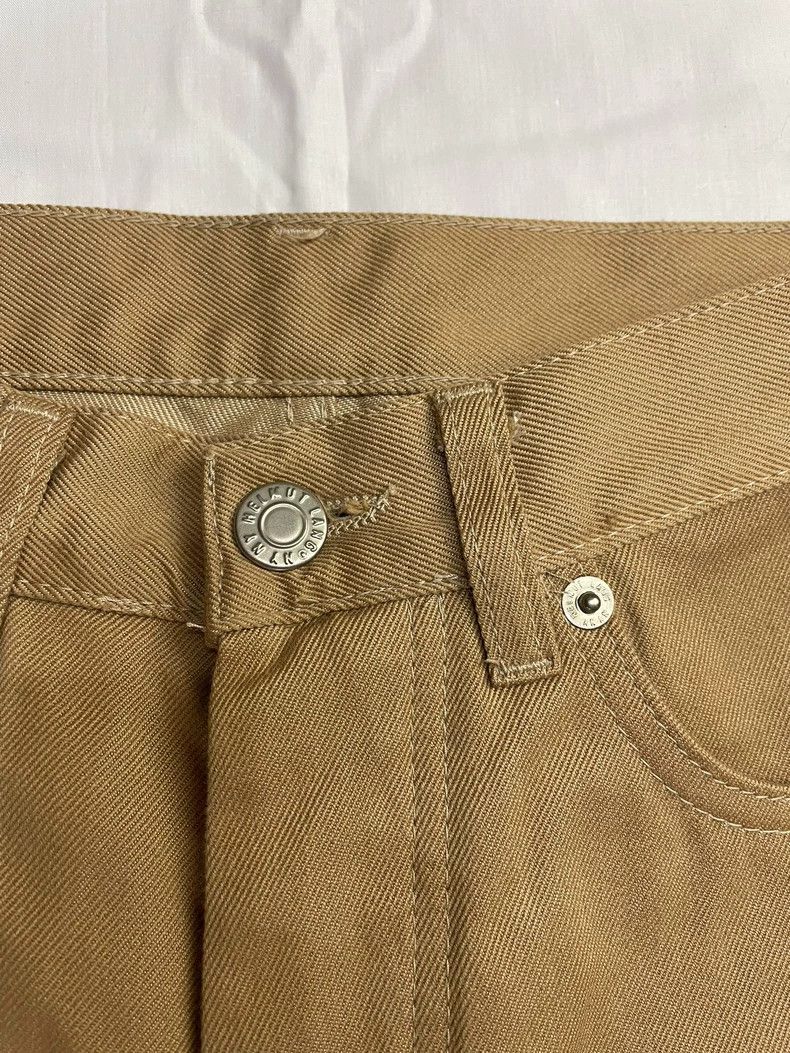 HELMUT LANG Silk blended boot cut khaki jeans