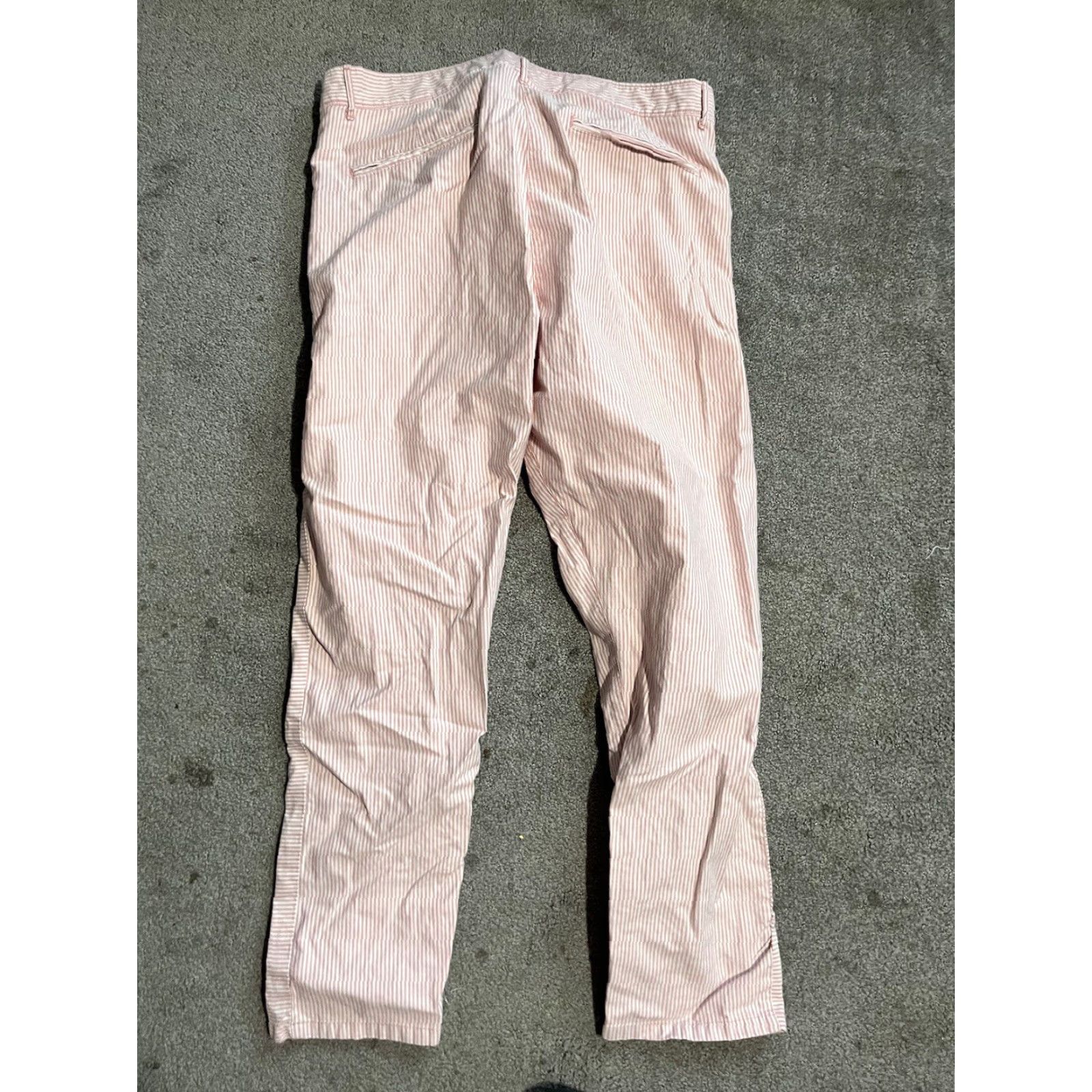 Gap Gap Khakis Skinny Mini Women's Pants Size 12 Pink Striped Fall Casual Stretch Flat Front Cotton Blend Button Pants Womens Size 34" / US 12 / IT 48 - 2 Thumbnail