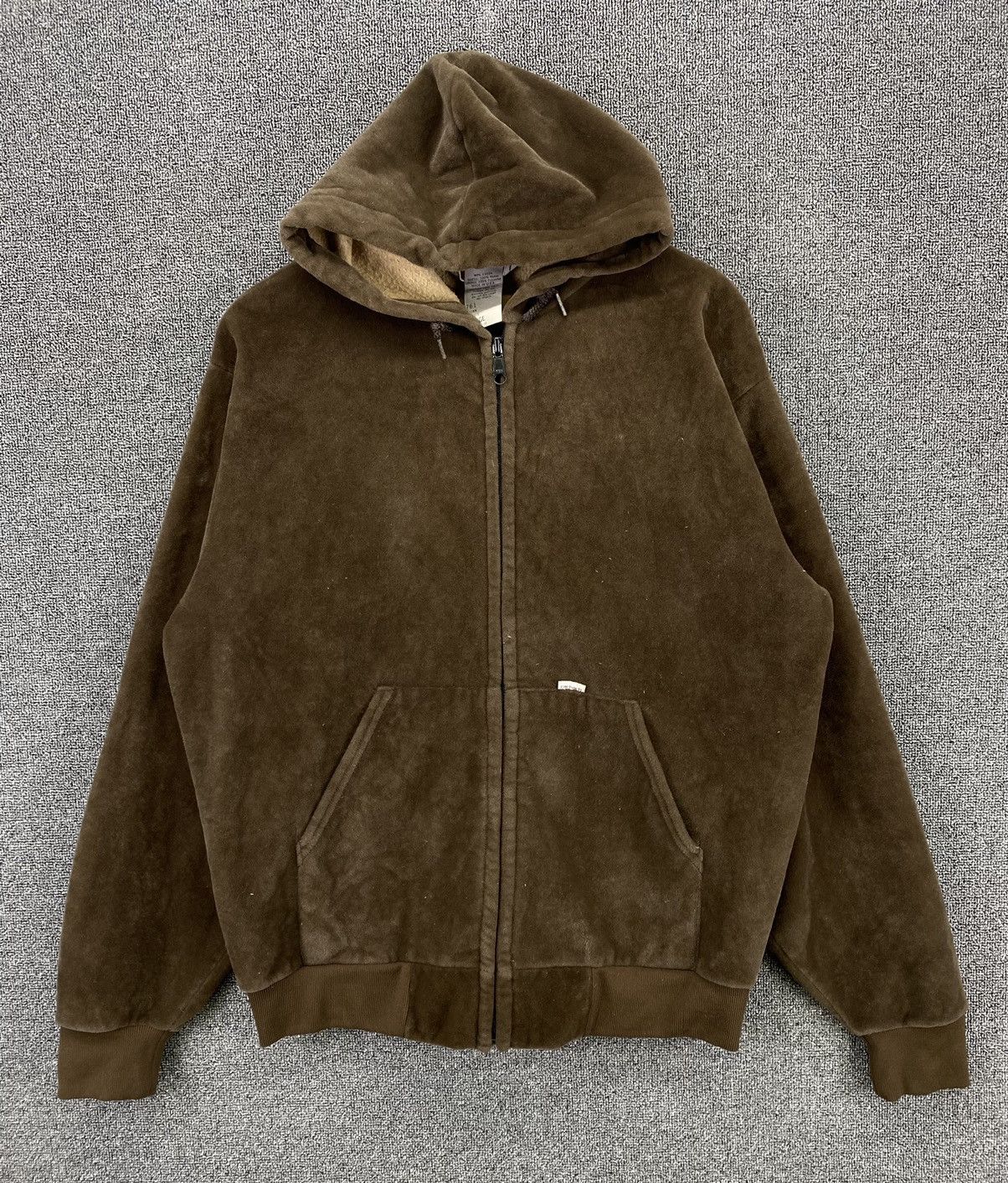Carhartt Vintage 1990s Carhartt Fleece Faux Fur Zip Up Hoodie Jacket Size US L / EU 52-54 / 3 - 1 Thumbnail