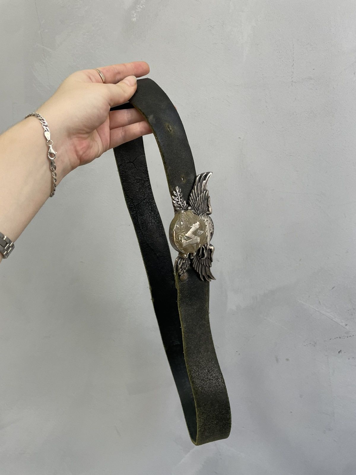 Mustang Rare Eagle buckle leather belt watanabe style leather belt Size ONE SIZE - 5 Thumbnail