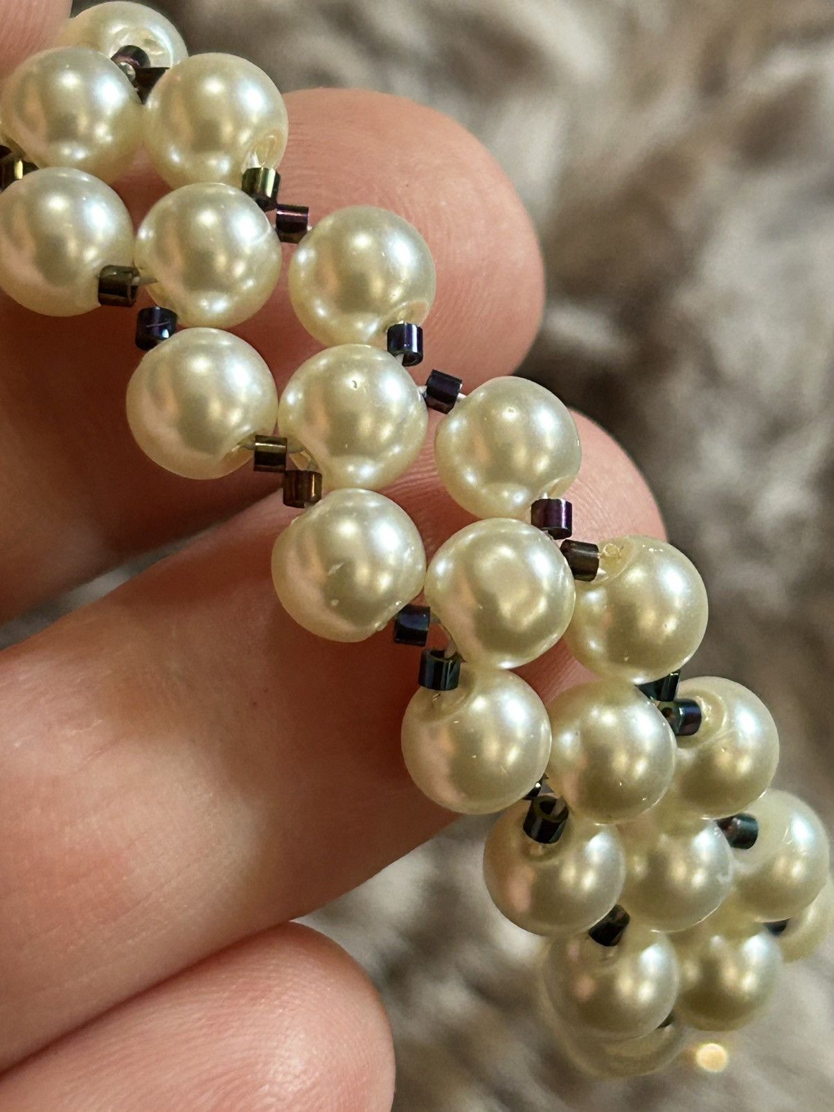 Handmade Handcrafted classic Czech glass pearl rainbow bracelet Size ONE SIZE - 5 Thumbnail