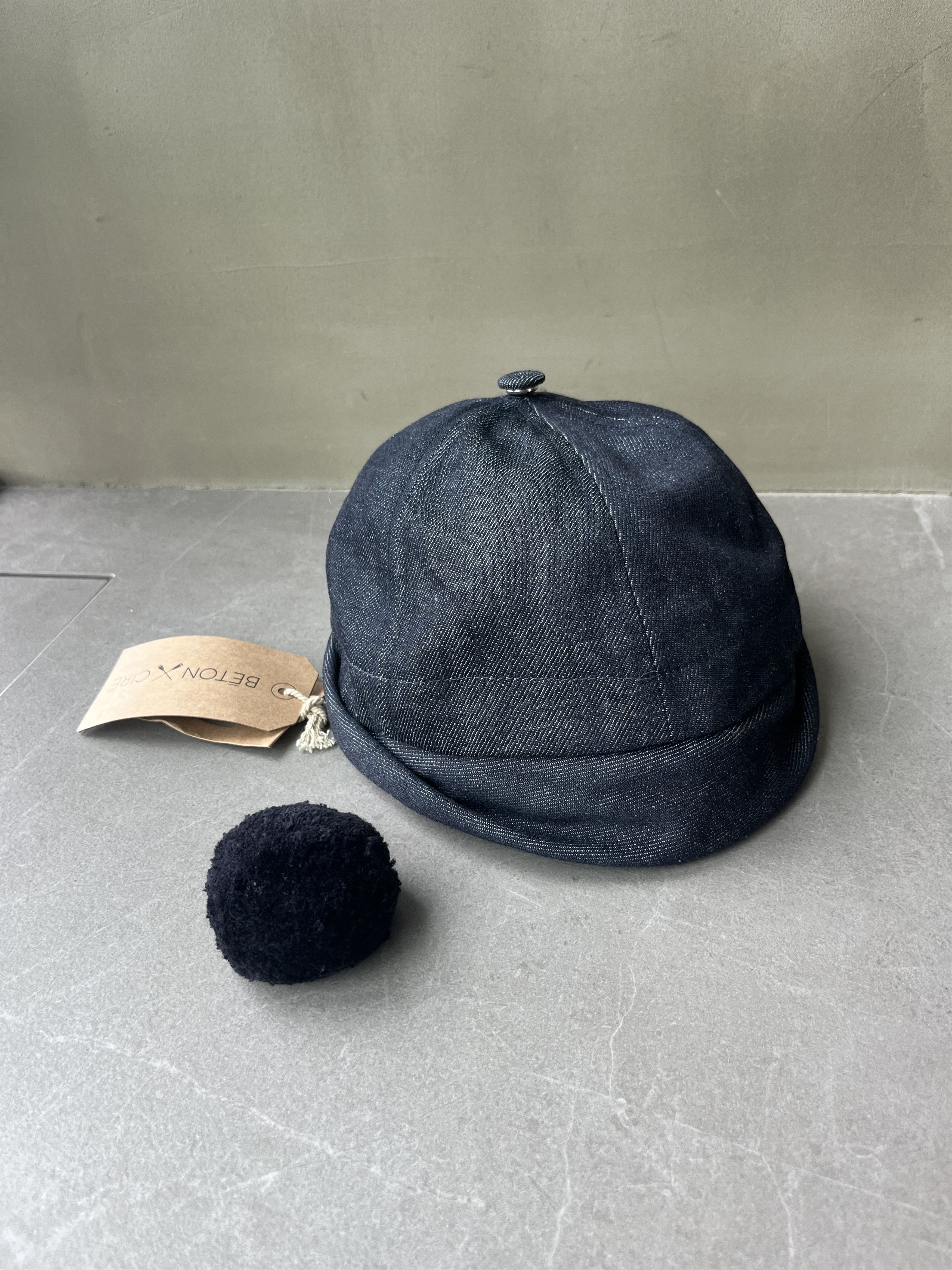 BETON CIRE Beton Cire Miki Pompon Denim Brut Hat with Removable PomPon Size ONE SIZE - 4 Thumbnail