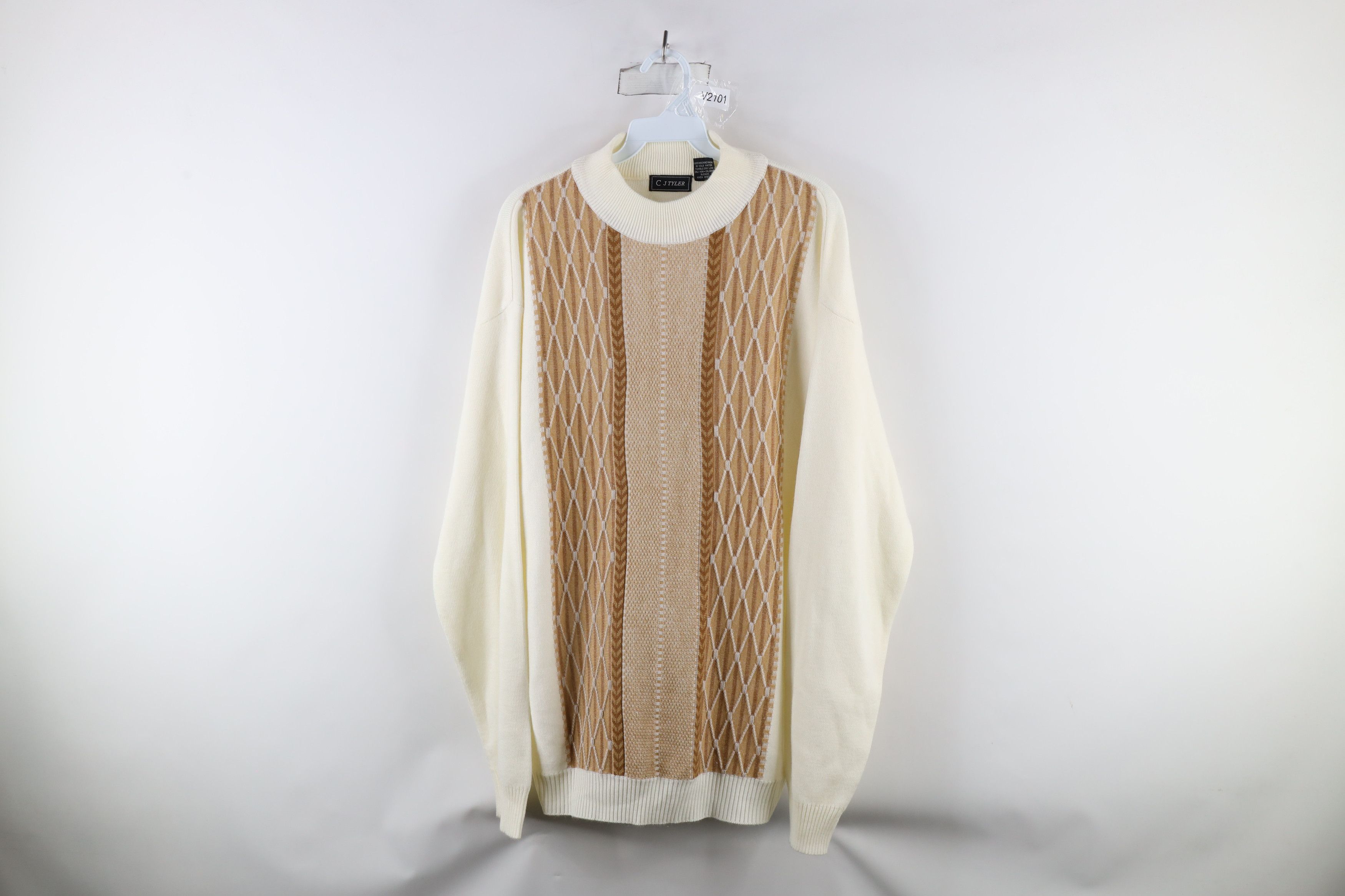 Vintage Vintage 90s Coogi Style Diamond Knit Mock Neck Sweater Size US XXL / EU 58 / 5 - 1 Thumbnail