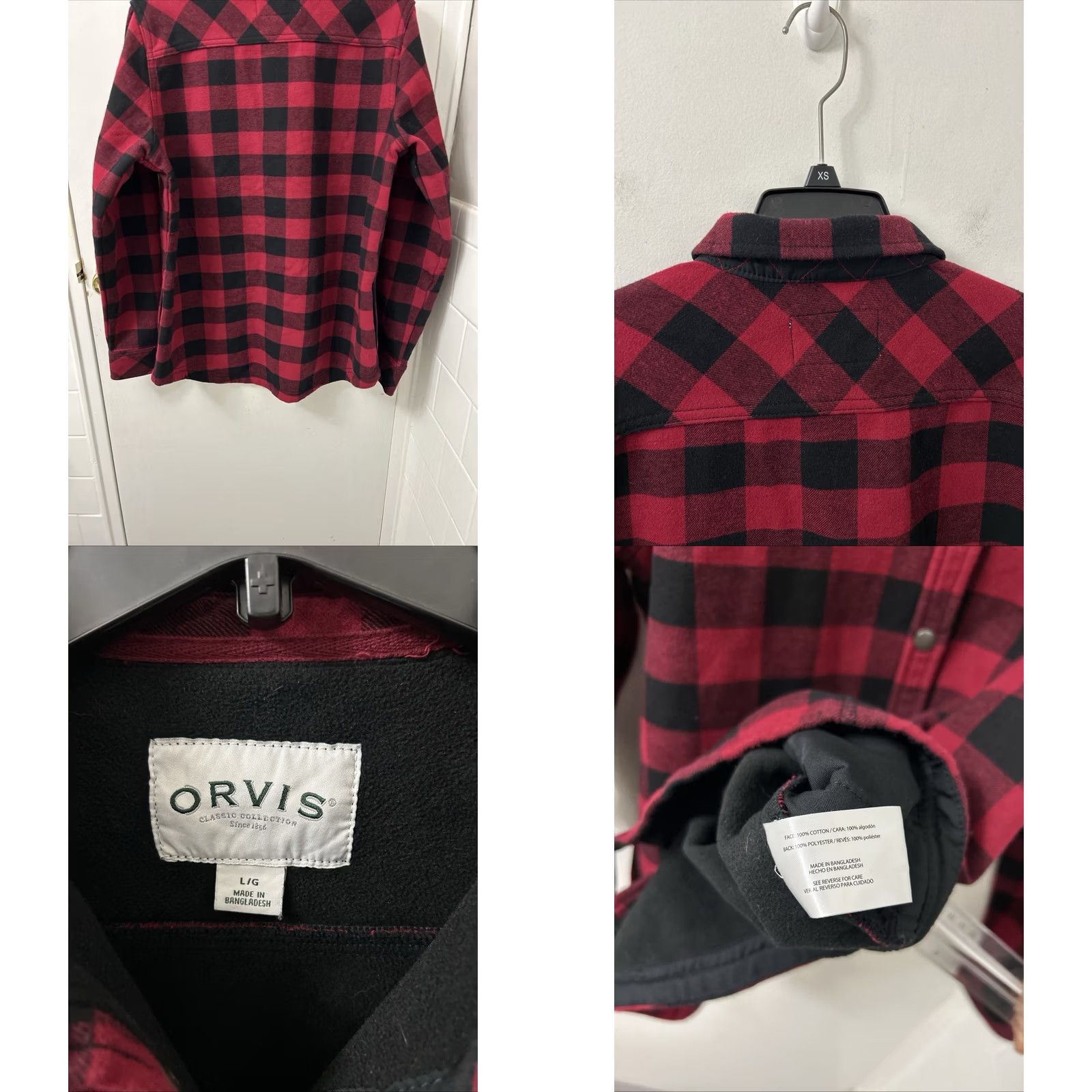 Orvis Orvis Shirt Jacket Womens Large Black Red Fleece Lined Shacket Pockets L/S Size L / US 10 / IT 46 - 8 Thumbnail