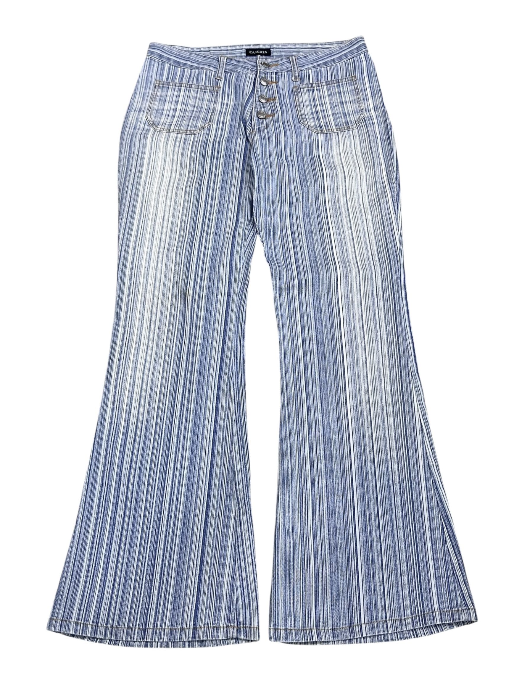 Japanese Brand SICK FLARE 90’s CASCATA Pinstripes Stretch Denim Bush Jean Size US 30 / EU 46 - 2 Thumbnail