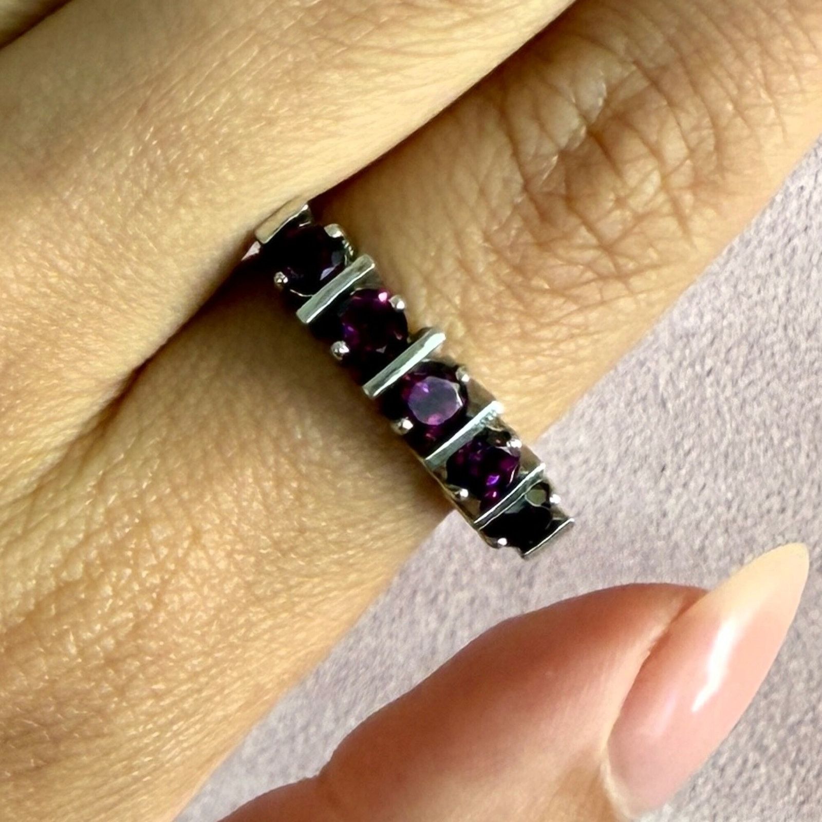 Sterling Silver sterling silver round-cut cz rhodolite ring size 7.75 Size ONE SIZE - 1 Thumbnail