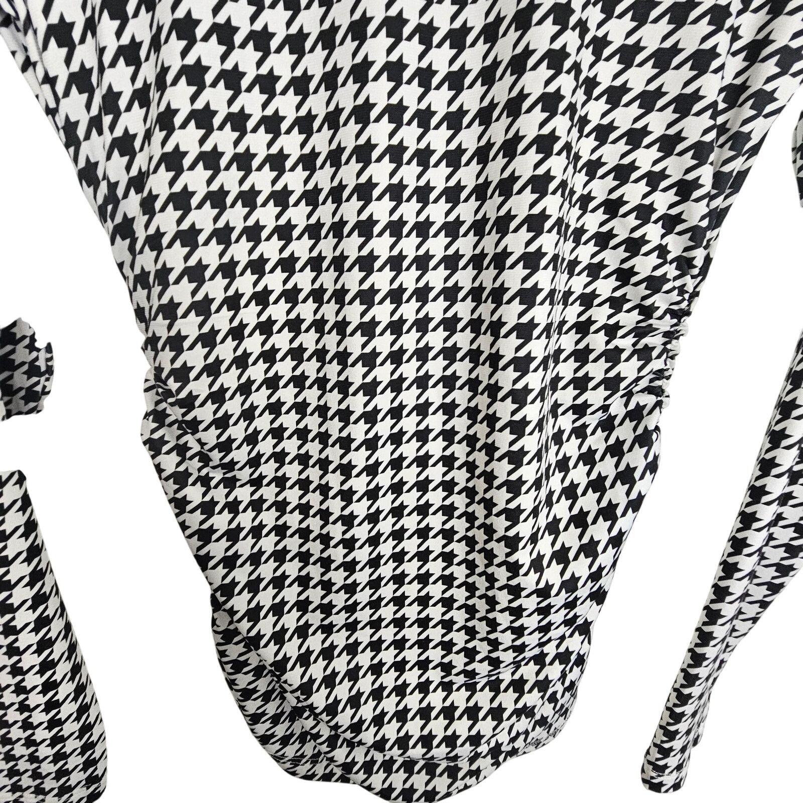 Boston Proper Boston Proper Blouse Turtleneck Black White Houndstooth XXS Size XXS / US 00 / IT 34 - 3 Thumbnail