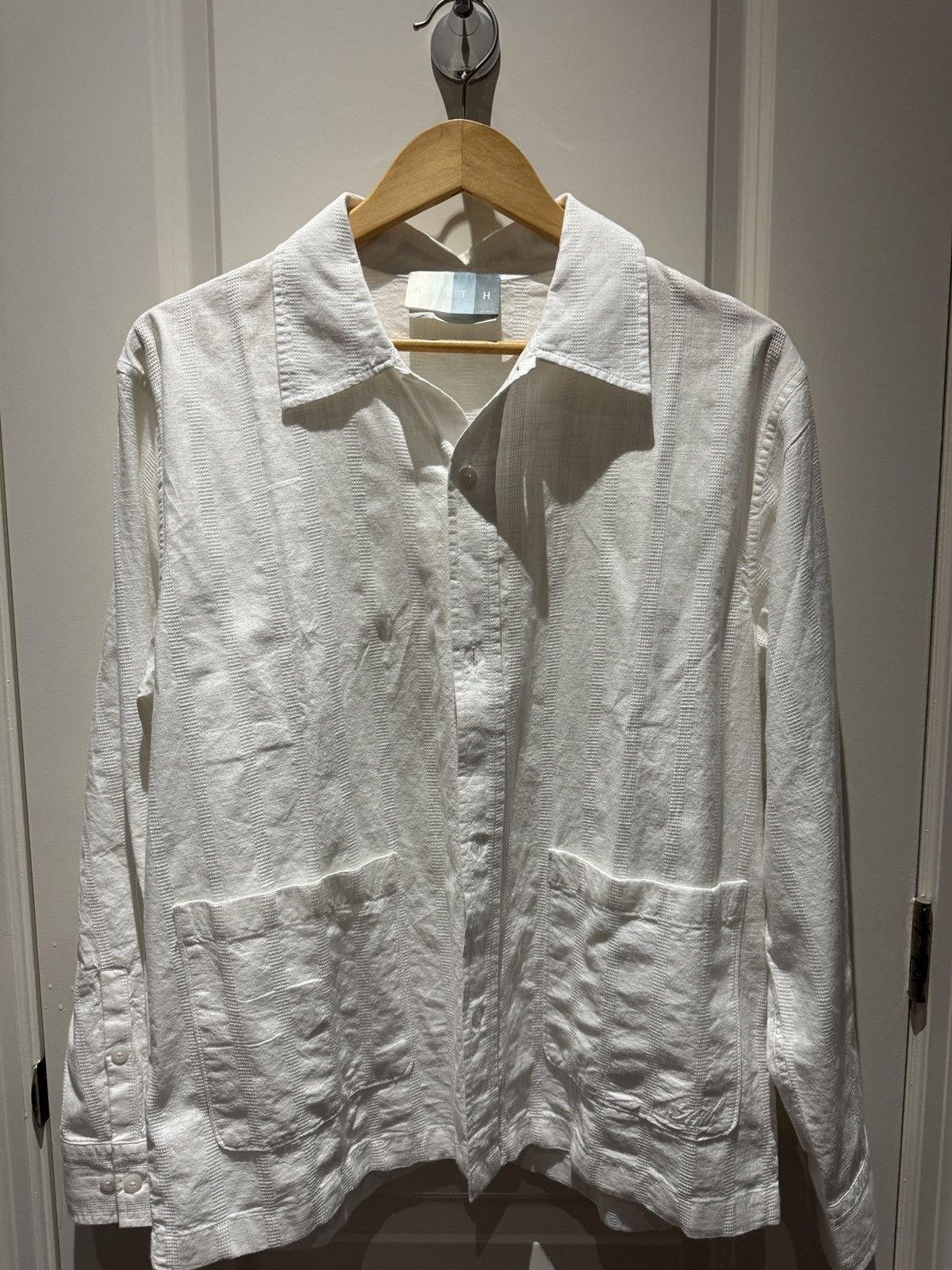 Kith Kith white blended woven button up long sleeve overshirt Size US S / EU 44-46 / 1 - 1 Thumbnail