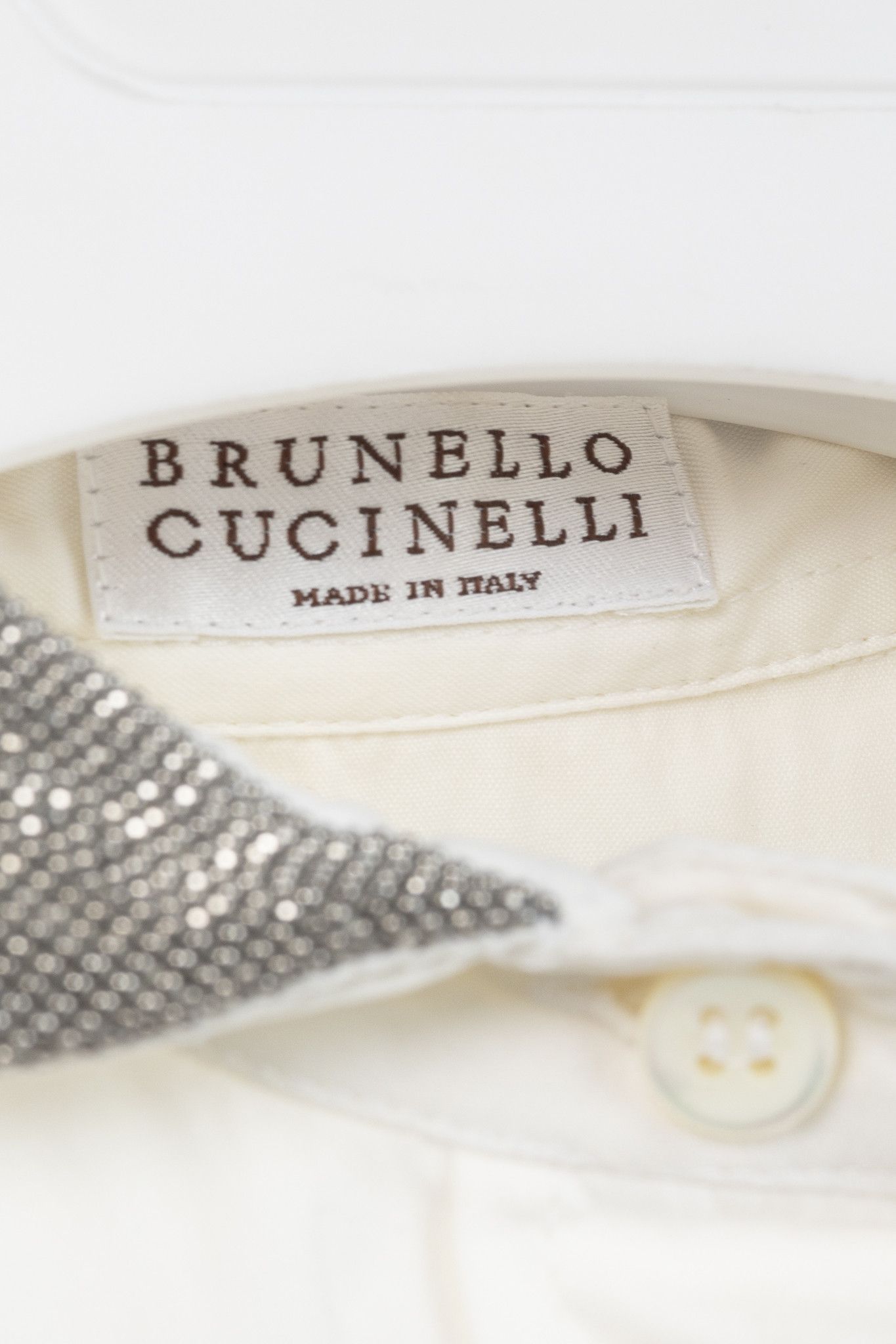 Brunello Cucinelli Brunello Cucinelli SS/17 Cotton Poplin Monili-Collar Shirt Size S / US 4 / IT 40 - 4 Thumbnail