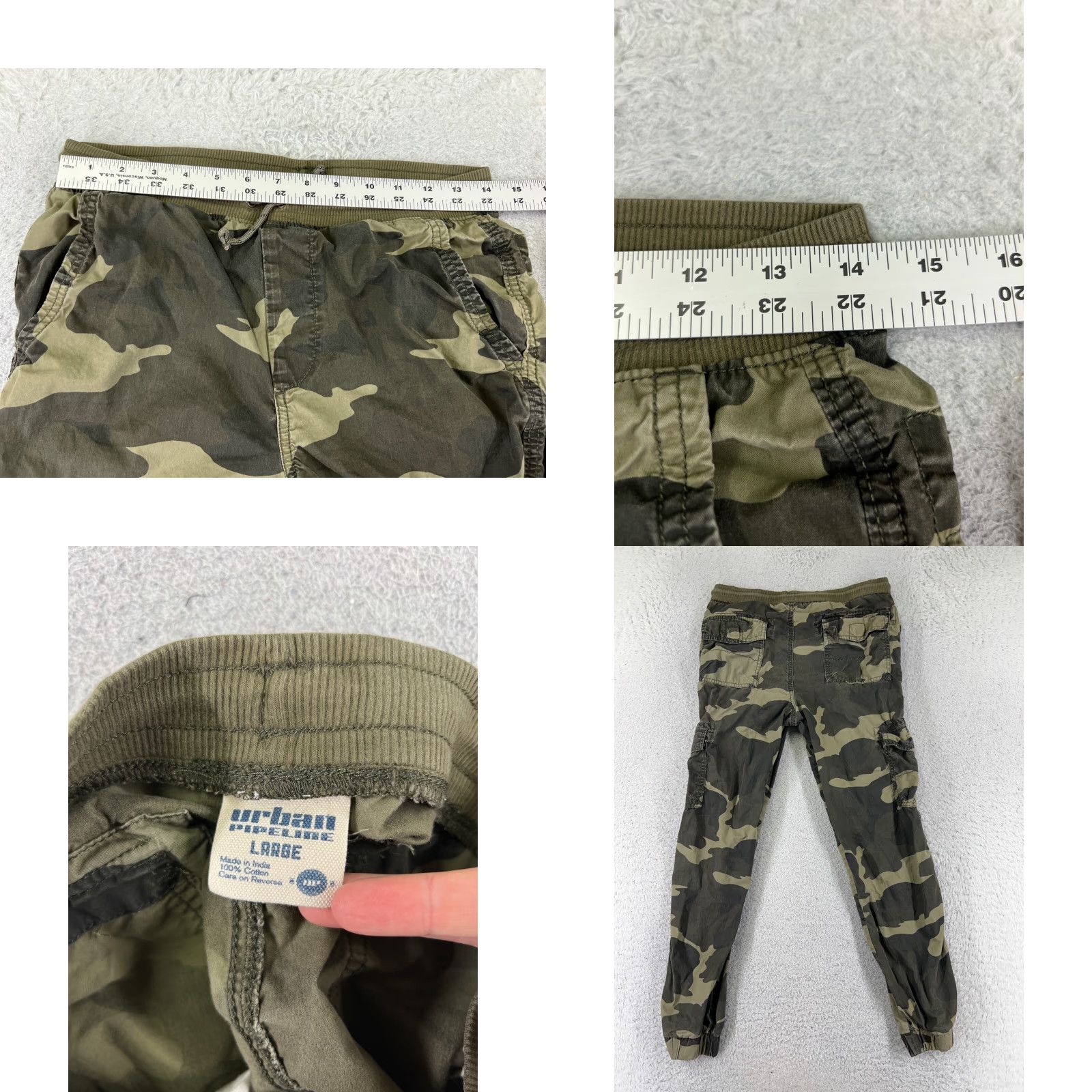 Cotton On Cotton On Jeans Womens Large Green Woodland Camo Jogger Cargo Denim 5-Pocket Regular Stretch Size 36" / US 14 / IT 50 - 8 Thumbnail