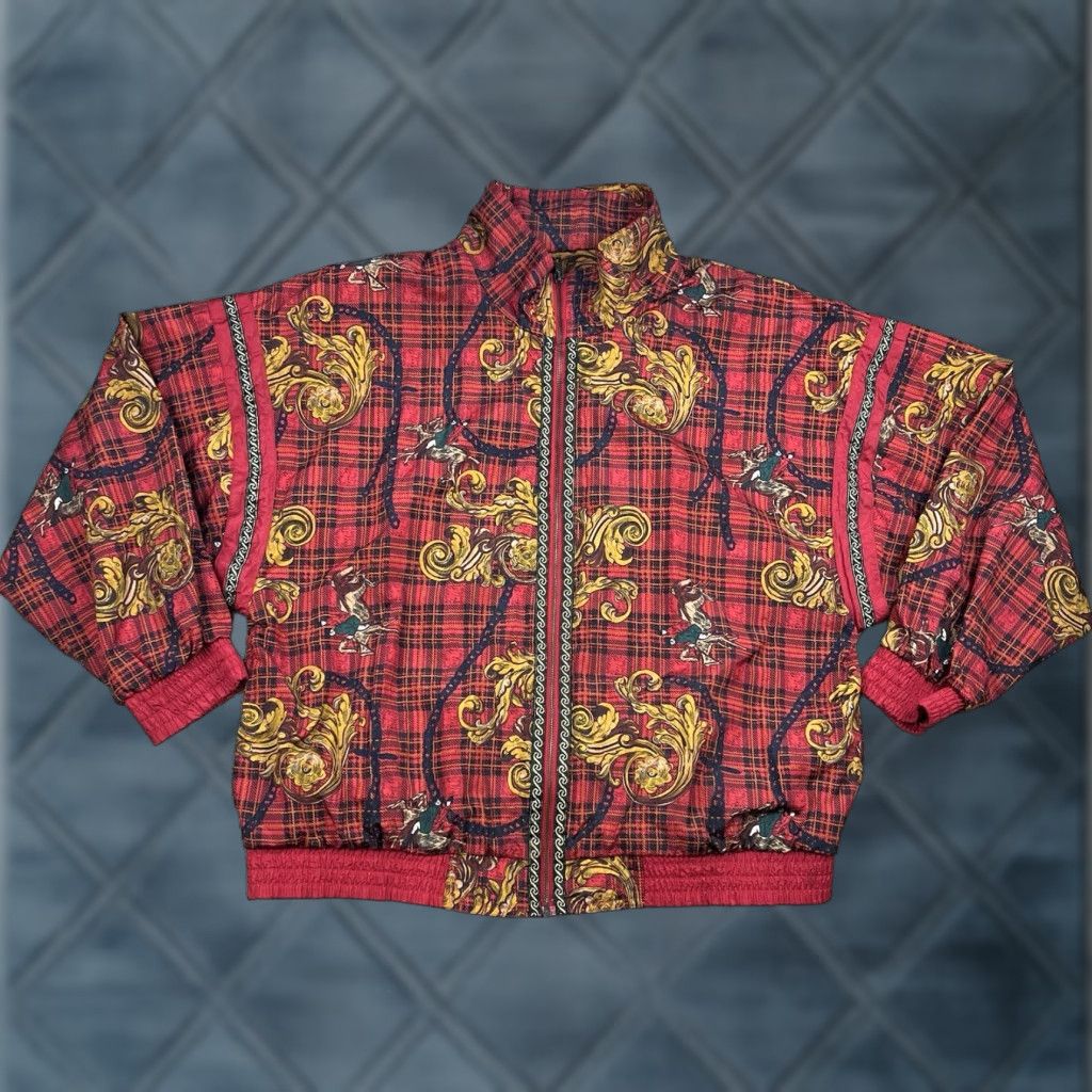 Vintage VINTAGE Equestrian Windbreaker Jacket Womens Red Plaid Full Zip L Size L / US 10 / IT 46 - 1 Thumbnail