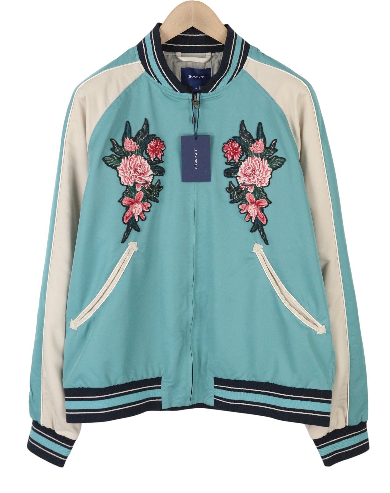 Gant DAHLIA BADGE XL Light Aqua Bomber Jacket 87276 Size US XL / EU 56 / 4 - 1 Thumbnail