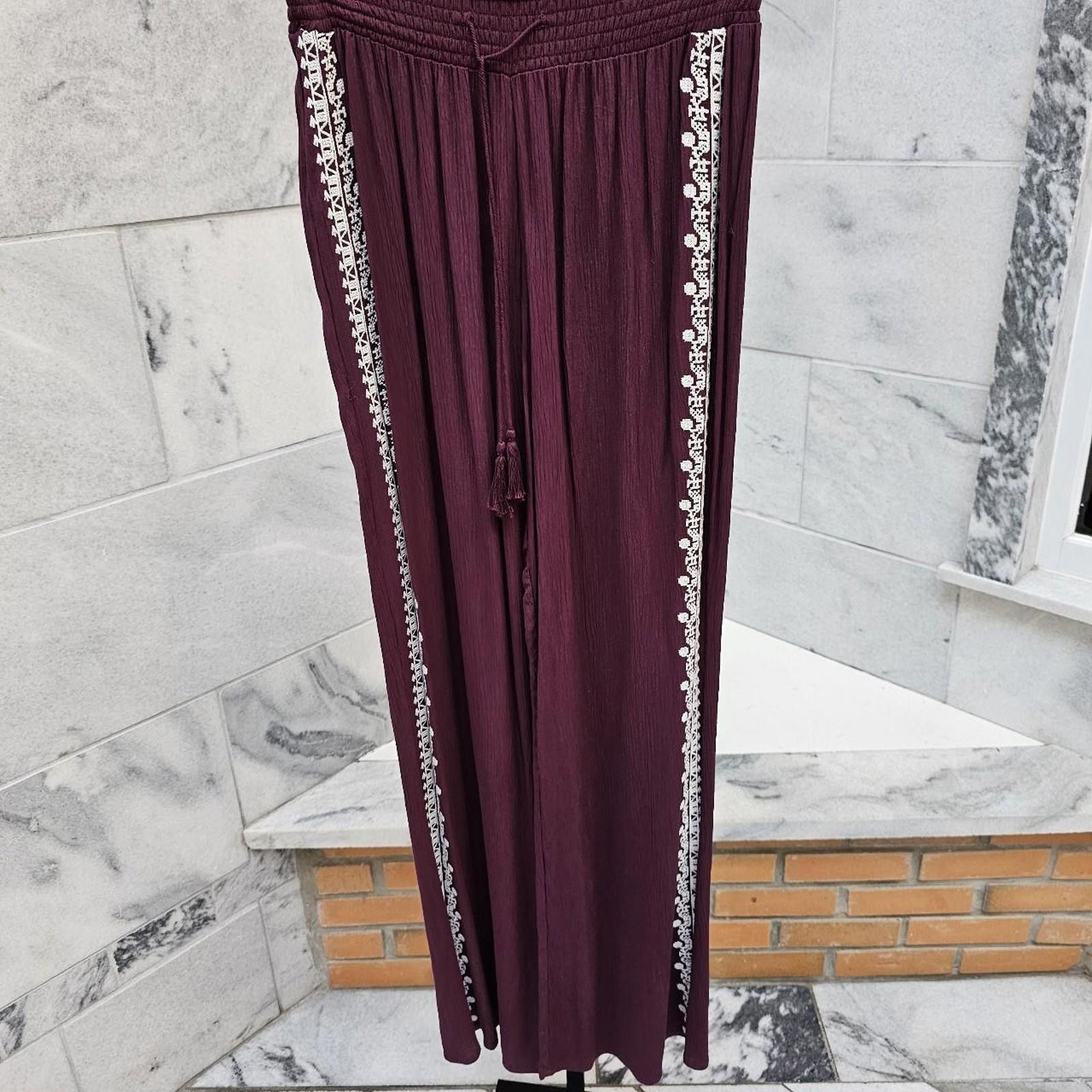 Designer Mudd Women's Burgundy Boho Pants Size ONE SIZE - 1 Thumbnail