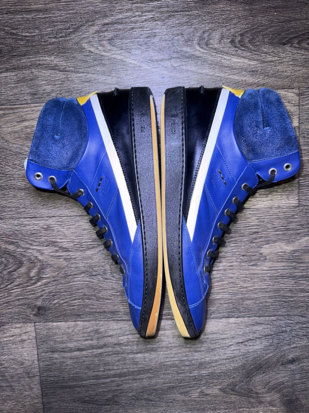 Fendi Fendi High-Top Sneakers - Blue Leather & Suede - Size 12 Size US 12 / EU 45 - 3 Thumbnail