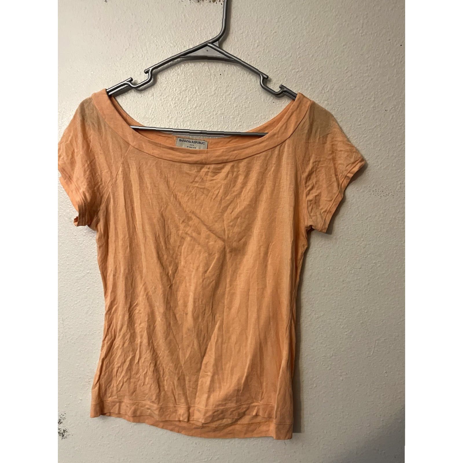 Banana Republic Banana Republic Shirt Womens S Orange Basic Tee Top Short Sleeve Boat Neck Jersey All Seasons Size S / US 4 / IT 40 - 2 Thumbnail