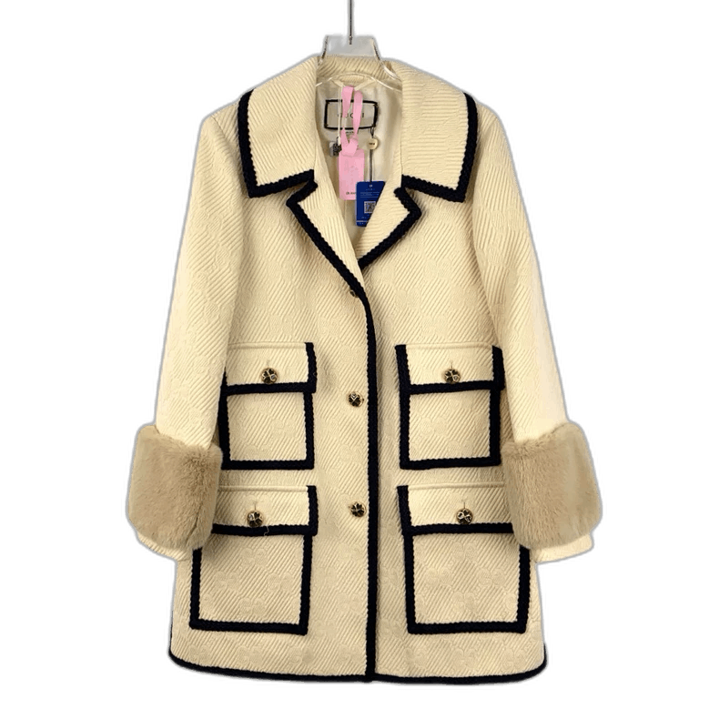 Gucci Gucci Beige Logo Pattern Wool Long Coat-2506 Size L / US 10 / IT 46 - 1 Thumbnail