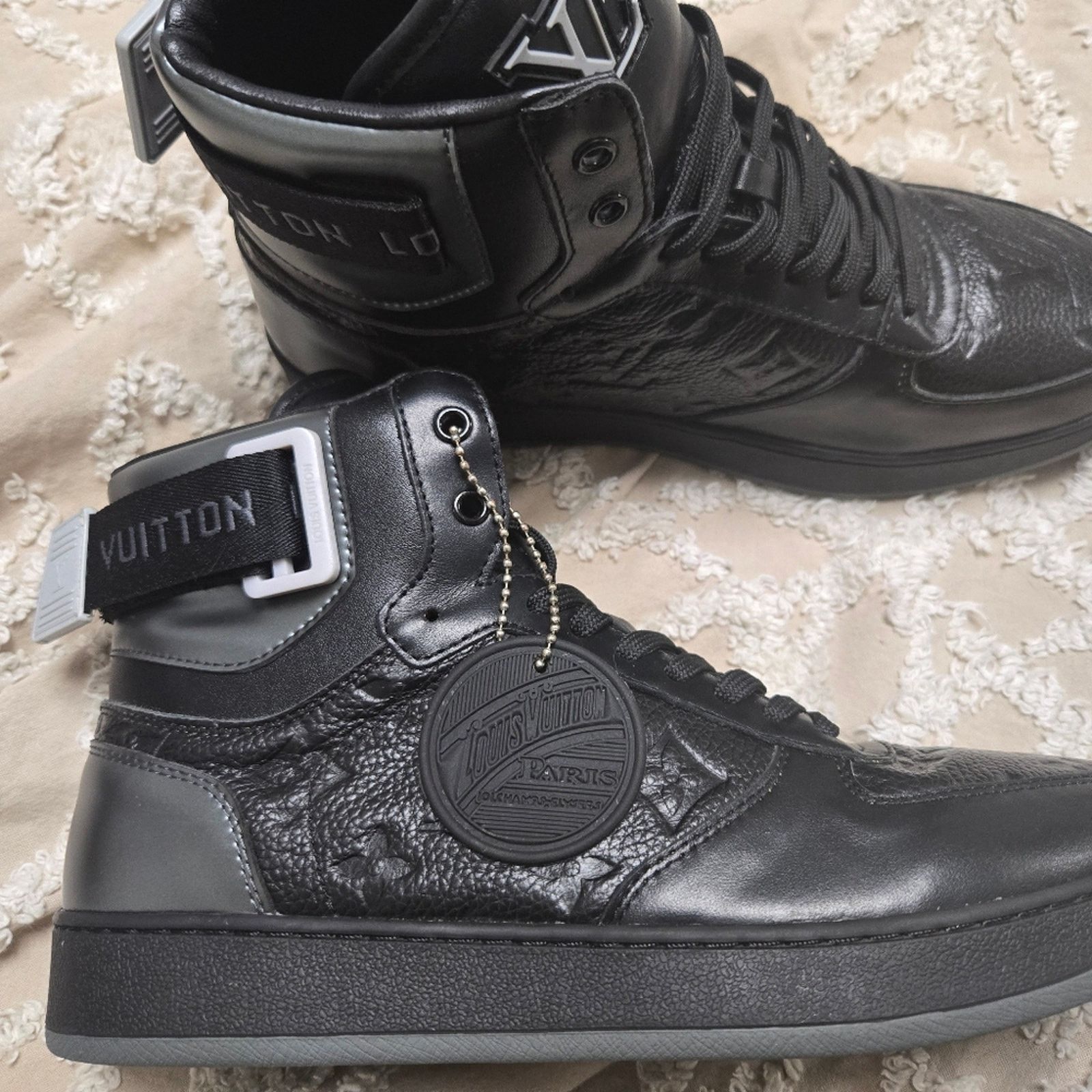 Louis Vuitton LOUIS VUITTON Rivoli Sneakers, Black Monogram, Size 40 US 7 Size US 7 / EU 40 - 1 Thumbnail