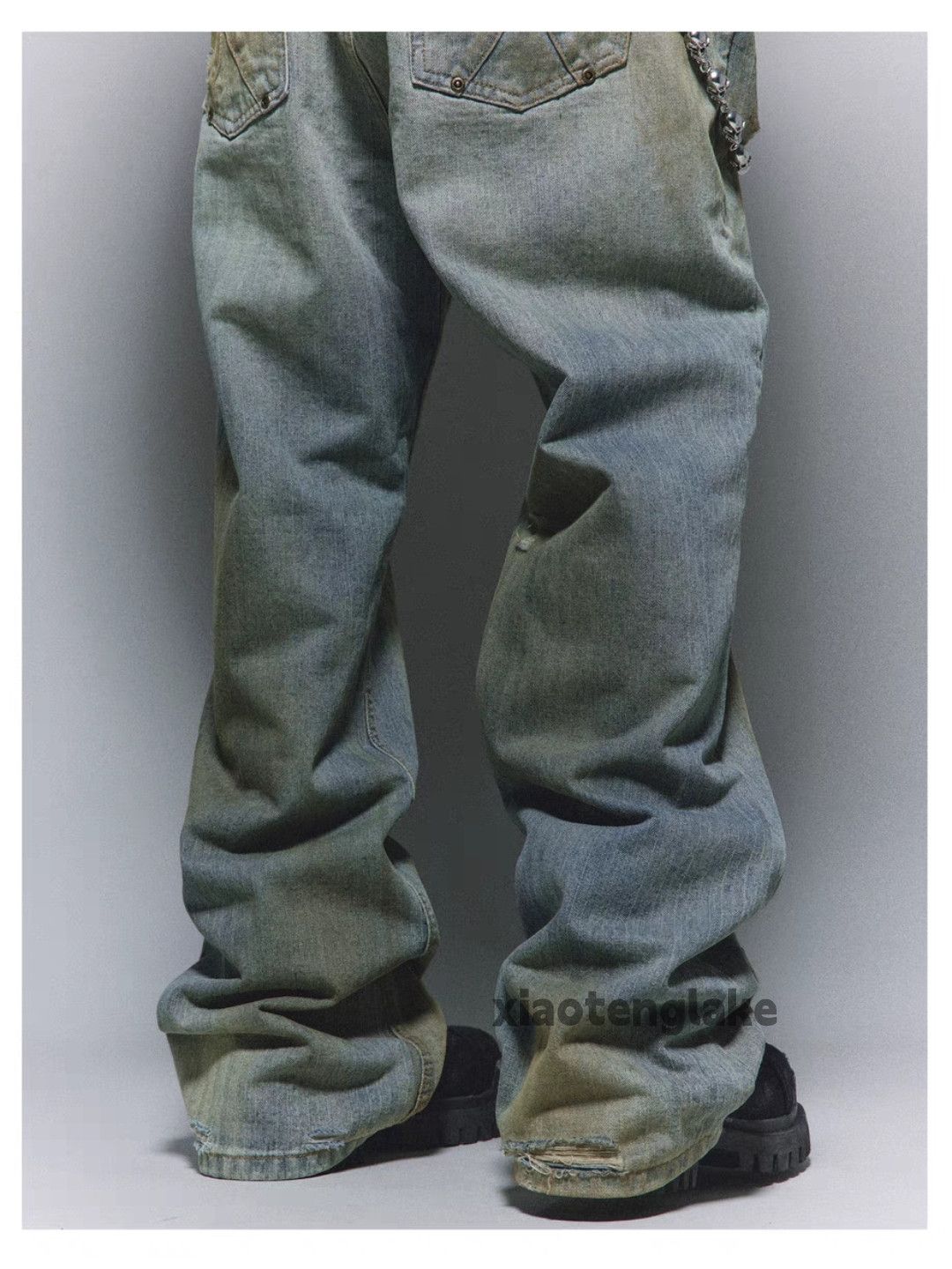 Jean × Vintage washed faded punk grunge rusty flared hiphop jeans Size US 30 / EU 46 - 4 Thumbnail