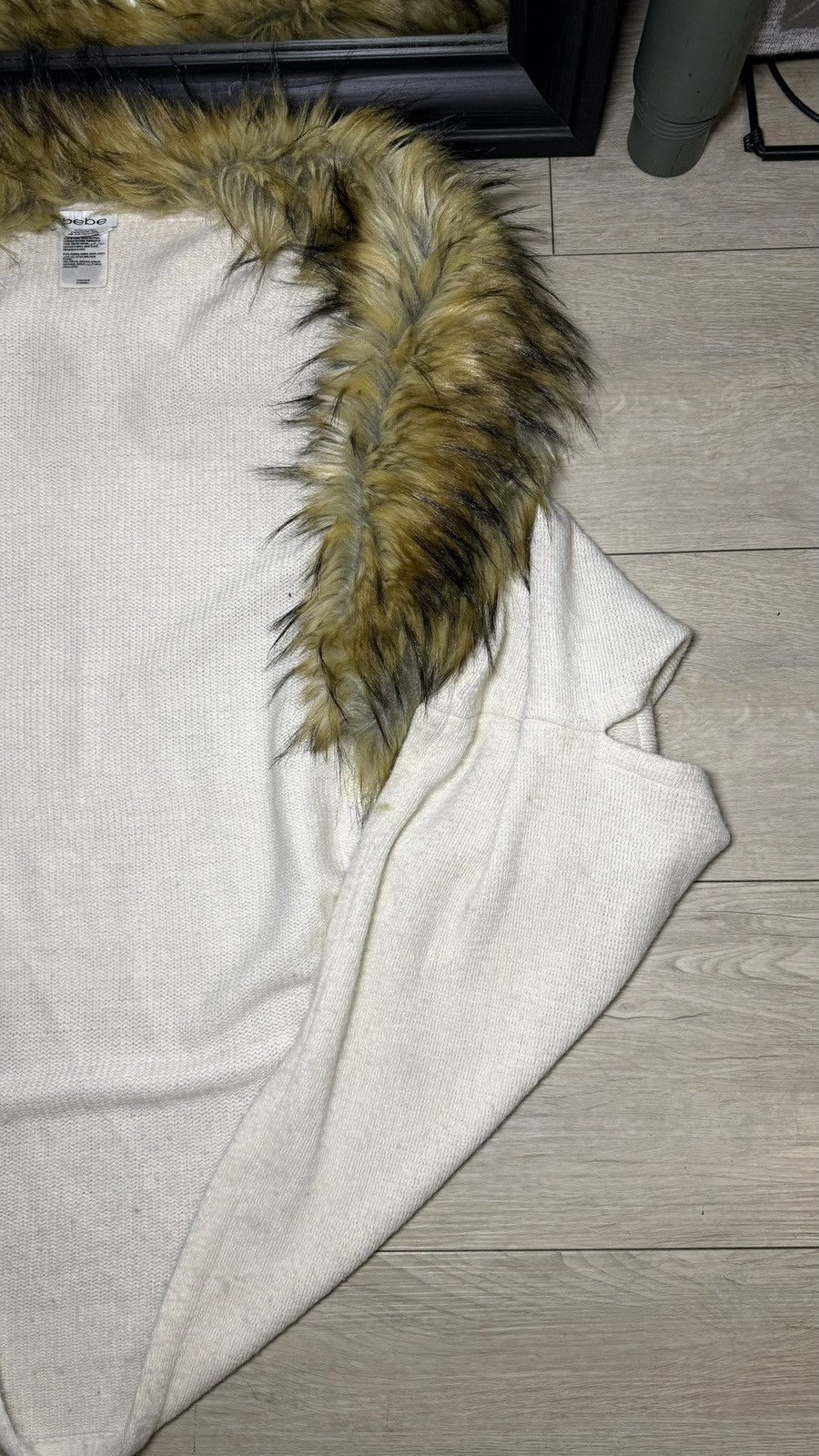 Bebe Y2K 2000s Bebe Fur Coat Knitted Sweater Size L / US 10 / IT 46 - 3 Thumbnail