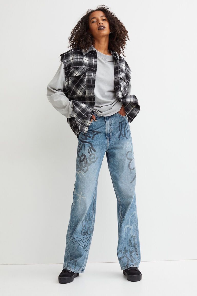 Zara Printed Baggy jeans Size 28" / US 6 / IT 42 - 4 Thumbnail