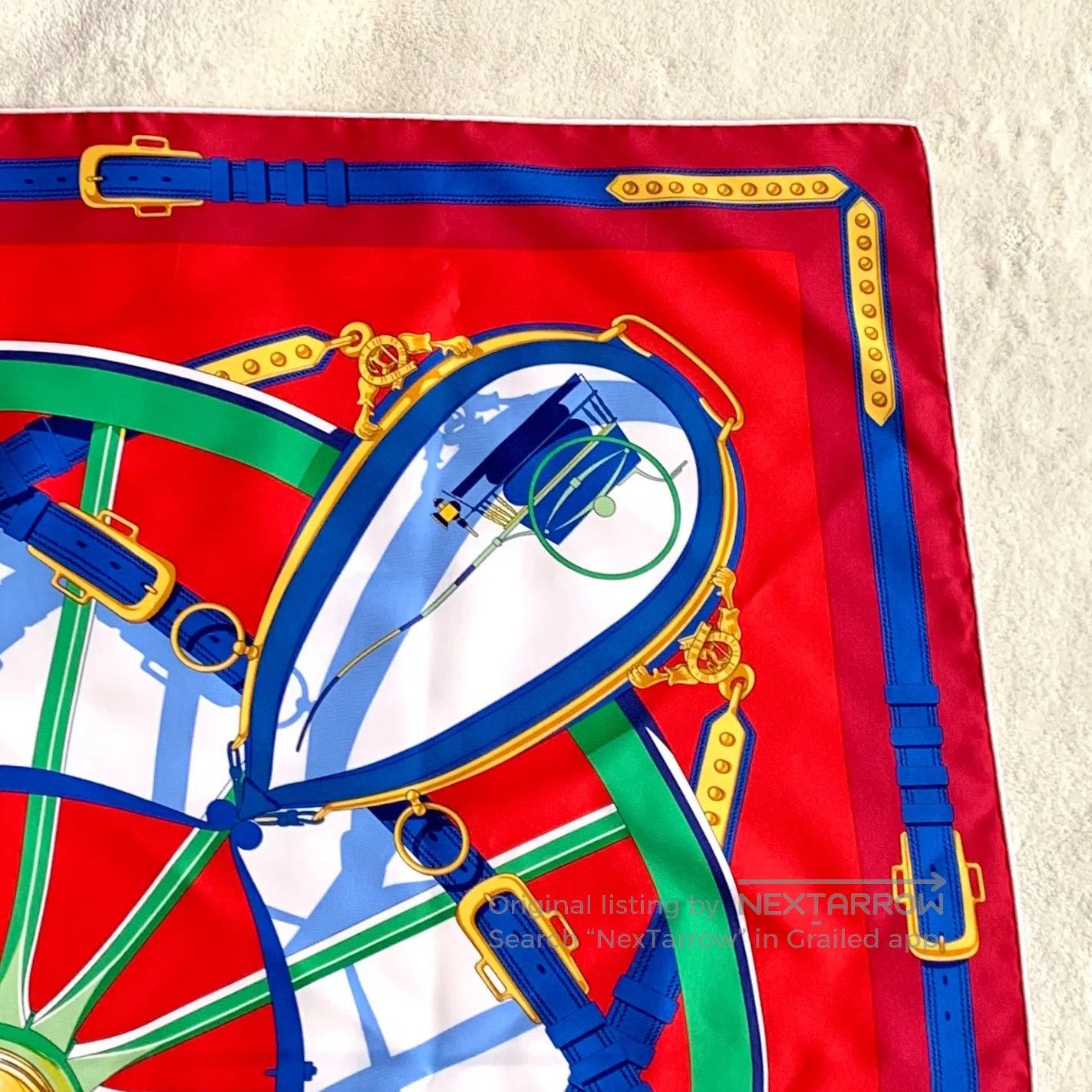 Hermes Hermes Red Wheel of Fortune Printed Silk Scarf| Size ONE SIZE - 4 Thumbnail
